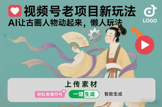 视频号老项目新玩法,AI让古画人物动起来,懒人玩法,附详细教程-赛德副业库