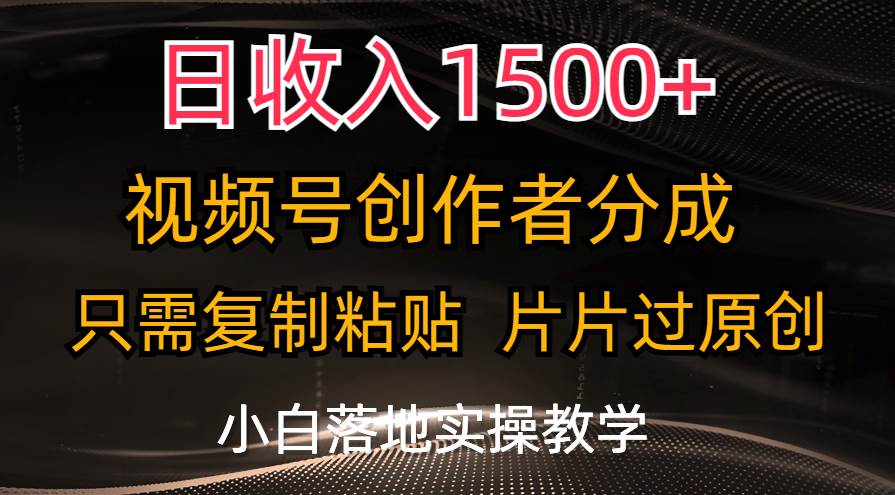 （11339期）日收入1500+，视频号创作者分成，只需复制粘贴，片片过原创，小白也可…-赛德副业库