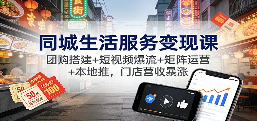 同城生活服务变现课：团购搭建+短视频爆流+矩阵运营+本地推，门店营收暴涨-赛德副业库