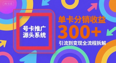 号卡推广源头系统,单卡分销收益3张+,引流到变现全流程拆解【揭秘】-赛德副业库