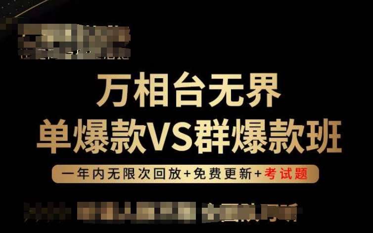 万相台无界单爆款VS群爆款班,选择大于努力,让团队事半功倍!-赛德副业库
