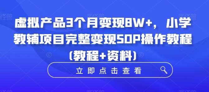虚拟产品3个月变现8W+，小学教辅项目完整变现SOP操作教程(教程+资料)-赛德副业库