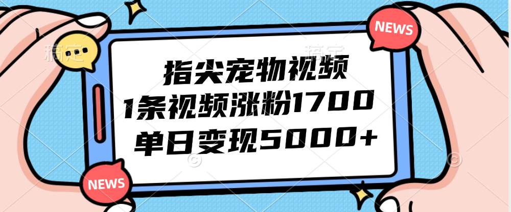 （12549期）指尖宠物视频，1条视频涨粉1700，单日变现5000+-赛德副业库