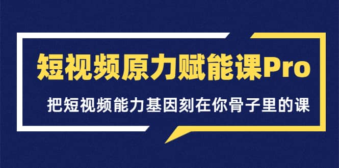 短视频原力赋能课Pro,把短视频能力基因刻在你骨子里的课(价值4999元)-赛德副业库