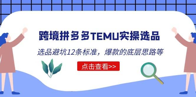 跨境拼多多TEMU实操选品运营方法，选品避坑12条标准，爆款的底层思路等-赛德副业库