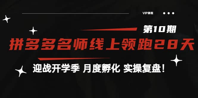《拼多多名师线上领跑28天-第10期》迎战开学季 月度孵化 实操复盘！-赛德副业库