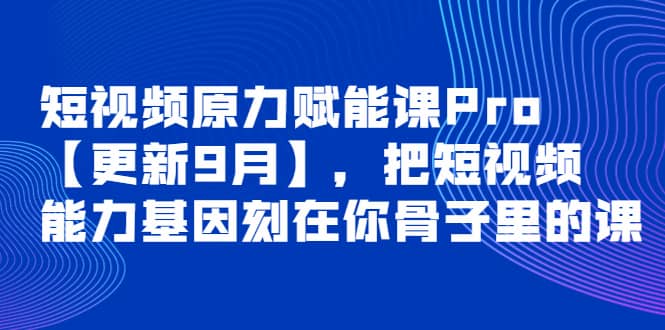 短视频原力赋能课Pro【更新9月】,把短视频能力基因刻在你骨子里的课-赛德副业库