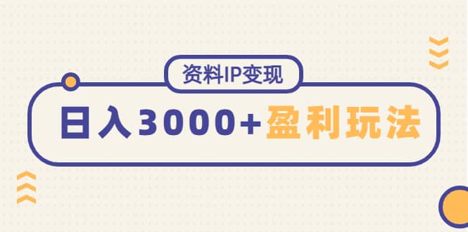 资料IP变现，持续性盈利玩法-赛德副业库