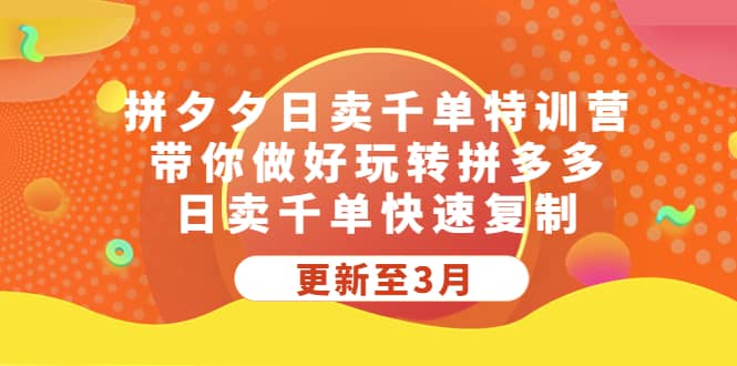 拼夕夕日卖千单特训营,带你做好玩转拼多多,日卖千单快速复制 (更新至3月)-赛德副业库
