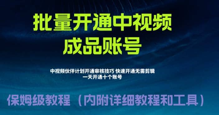外面收费1980暴力开通中视频计划教程,附 快速通过中视频伙伴计划的办法-赛德副业库