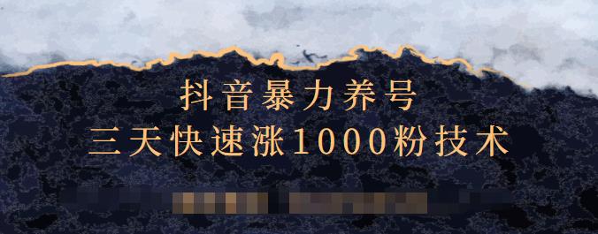 抖音暴力养号，三天快速涨1000粉技术【视频课程】-赛德副业库