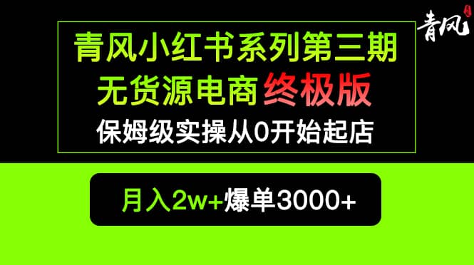 小红书无货源电商爆单终极版【视频教程+实战手册】保姆级实操从0起店爆单-赛德副业库