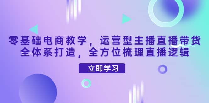 零基础电商教学,运营型主播直播带货全体系打造,全方位梳理直播逻辑-赛德副业库