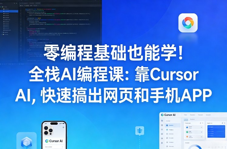零编程基础也能学！全栈AI编程课：靠Cursor AI，快速搞出网页和手机APP-赛德副业库