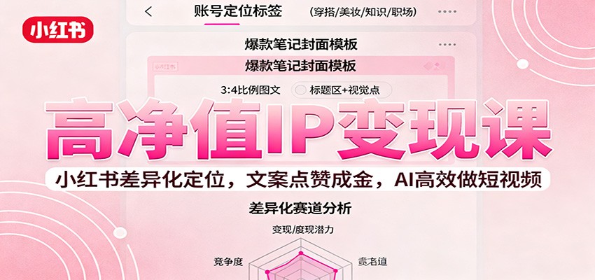 高净值IP变现课：小红书差异化定位，文案点赞成金， AI高效做短视频-赛德副业库