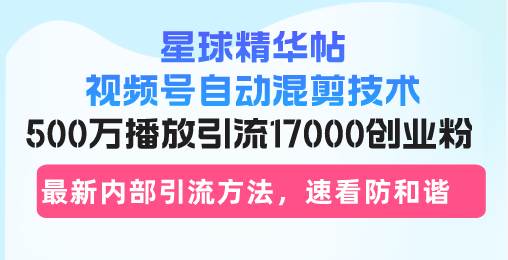 （13168期）星球精华帖视频号自动混剪技术，500万播放引流17000创业粉，最新内部引…-赛德副业库