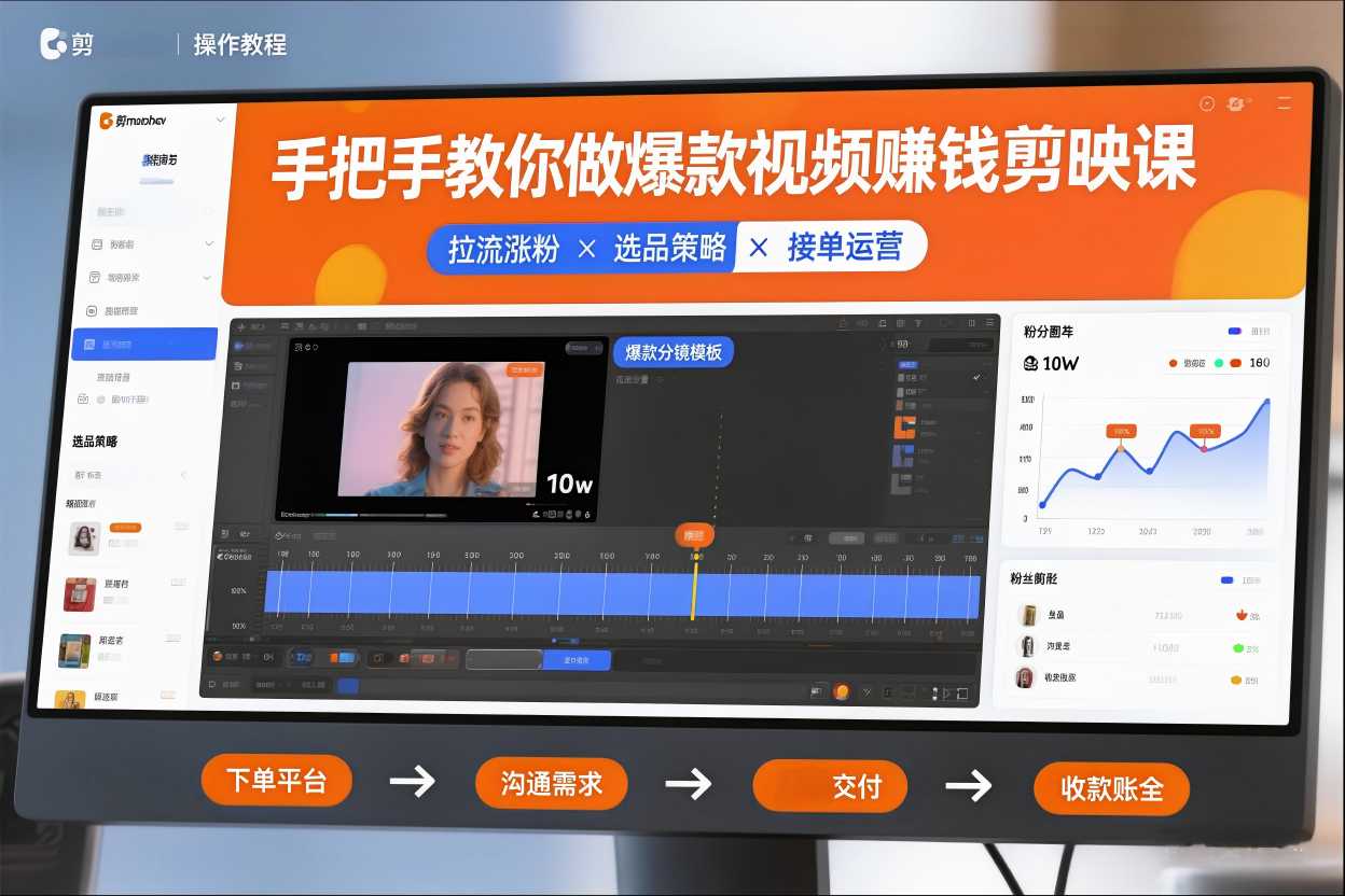 手把手教你做爆款视频赚钱剪映课,手把手教学拉流涨粉、选品策略和接单运营(更新2026)-赛德副业库