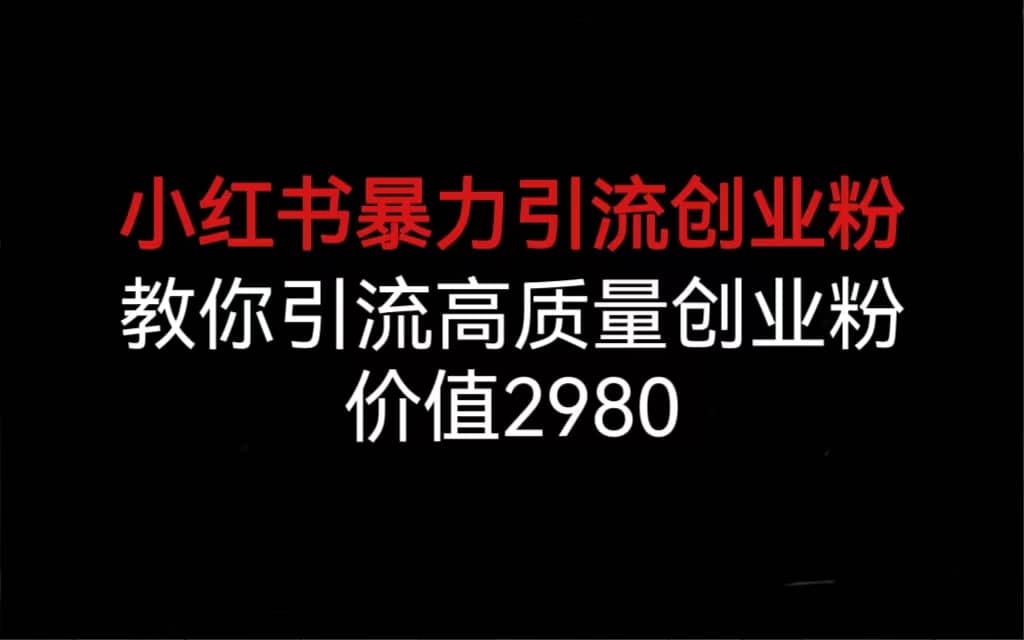 小红书暴力引流创业粉,教你引流高质量创业粉,价值2980-赛德副业库