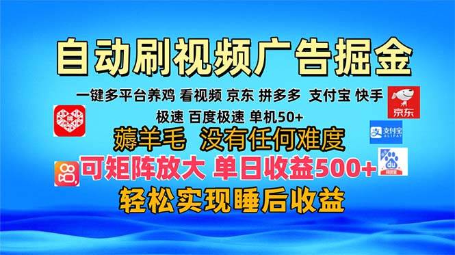（13223期）多平台 自动看视频 广告掘金，当天变现，收益300+，可矩阵放大操作-赛德副业库
