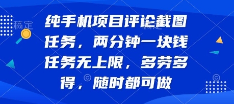 纯手机项目评论截图任务,两分钟一块钱 任务无上限多劳多得,随时随地都能做【揭秘】-赛德副业库