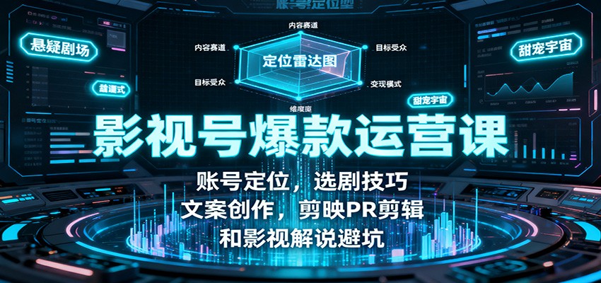 影视号爆款运营课：账号定位，选剧技巧，文案创作，剪映PR剪辑和影视解说避坑-赛德副业库