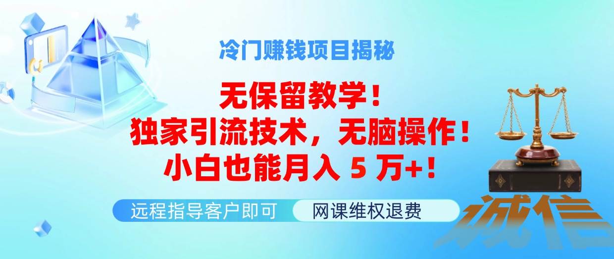 （11864期）冷门赚钱项目无保留教学！独家引流技术，无脑操作！小白也能月入5万+！-赛德副业库