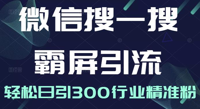 微信搜一搜霸屏引流课,打造被动精准引流系统,轻松日引300行业精准粉【无水印】