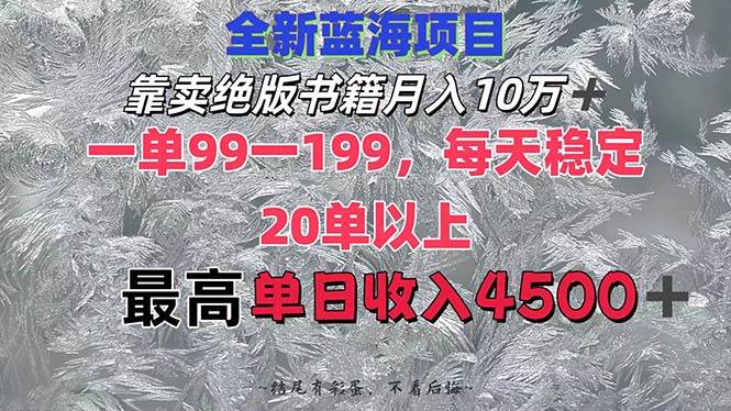 （12512期）靠卖绝版书籍月入10W+,一单99-199，一天平均20单以上，最高收益日入4500+-赛德副业库