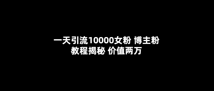 一天引流10000女粉，博主粉教程揭秘（价值两万）-赛德副业库