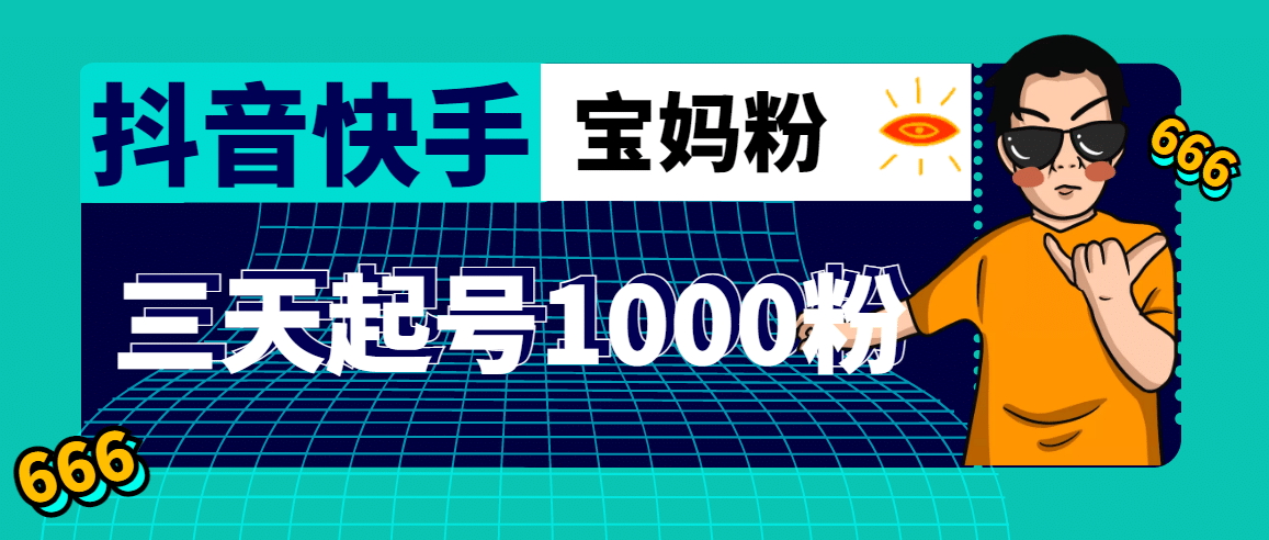抖音快手三天起号涨粉1000宝妈粉丝的核心方法【详细玩法教程】-赛德副业库
