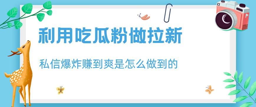 利用吃瓜粉做拉新，私信爆炸日入1000+赚到爽是怎么做到的【揭秘】-赛德副业库