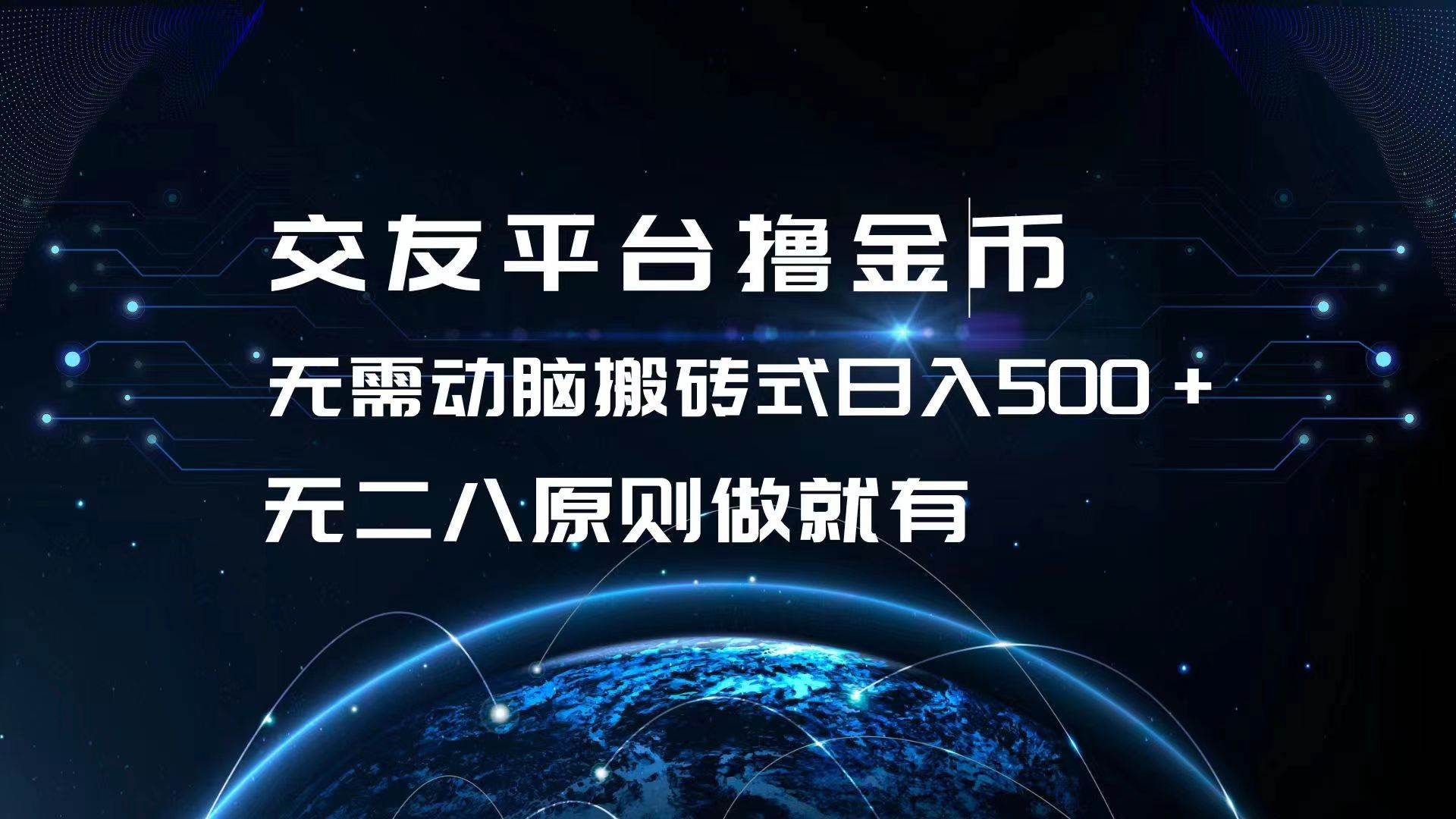 (13091期)交友平台撸金币,无需动脑搬砖式日入500+,无二八原则做就有,可批量矩...-赛德副业库