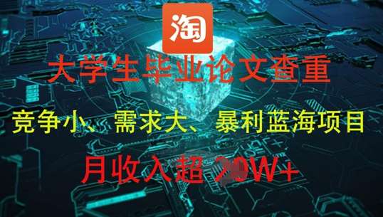 大学生毕业论文查重,暴利蓝海项目,月收入过1W+-赛德副业库