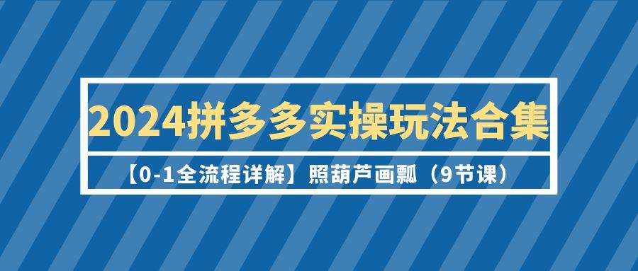 （9559期）2024拼多多实操玩法合集【0-1全流程详解】照葫芦画瓢（9节课）-赛德副业库