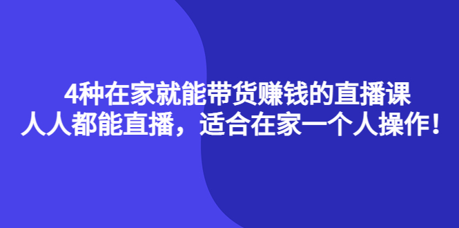 4种在家就能带货赚钱的直播课，人人都能直播，适合在家一个人操作！-赛德副业库