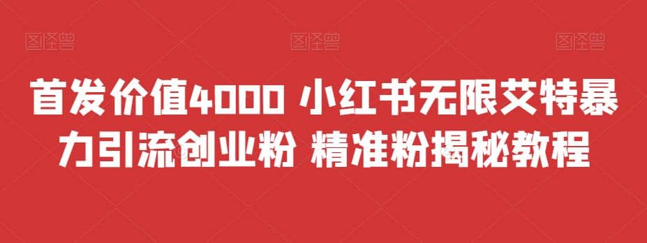 首发价值4000 小红书无限艾特暴力引流创业粉 精准粉揭秘教程-赛德副业库
