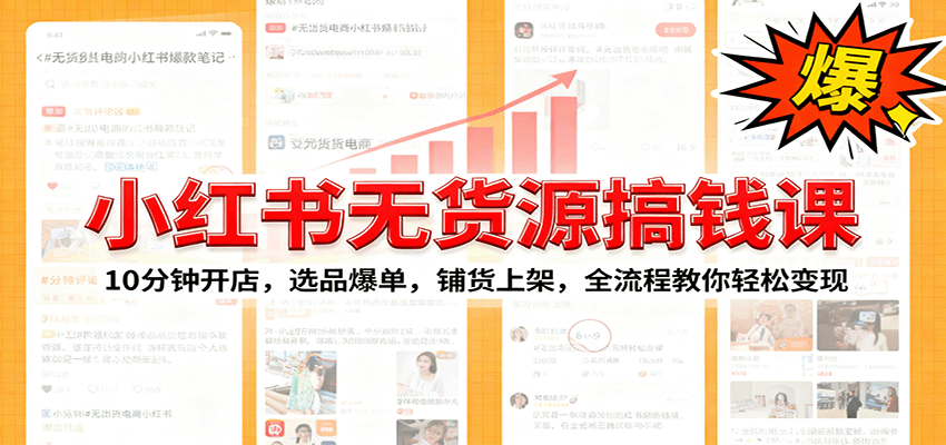 小红书无货源爆单课：10分钟开店，选品爆单，铺货上架，全流程教你轻松变现-赛德副业库