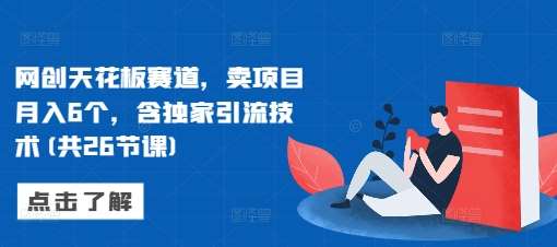 网创天花板赛道，卖项目月入6个，含独家引流技术(共26节课)-赛德副业库