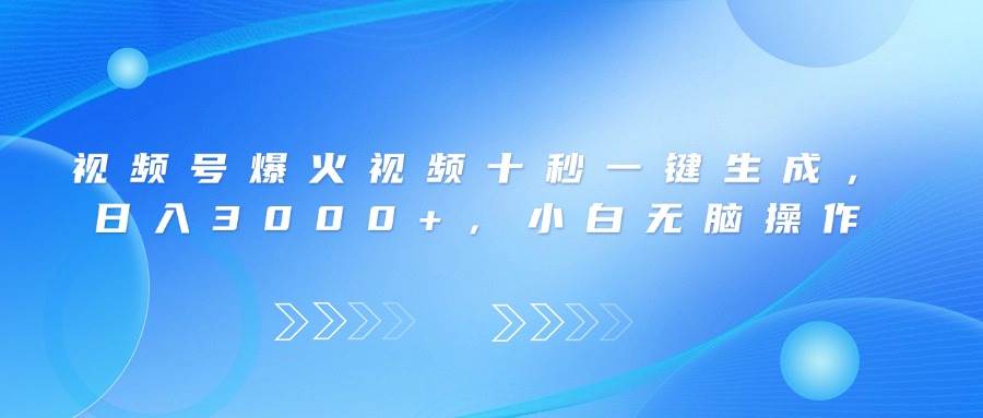 （14181期）视频号爆火视频十秒一键生成，日入3000+，小白无脑操作-赛德副业库