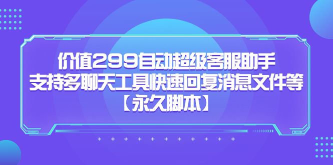 价值299自动超级客服助手，支持多聊天工具快速回复消息文件等-赛德副业库