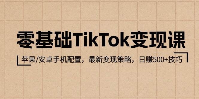 （12723期）零基础TikTok变现课：苹果/安卓手机配置，最新变现策略，日赚500+技巧-赛德副业库