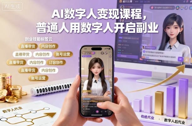AI数字人变现课程,普通人用数字人开启副业-赛德副业库