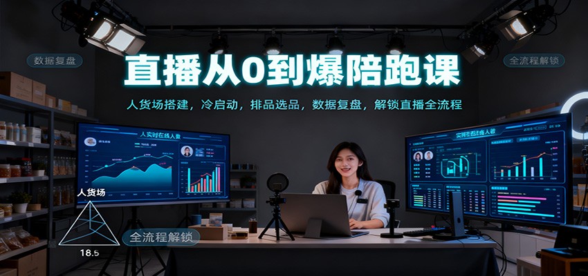 直播从0到爆陪跑课：人货场搭建，冷启动，排品选品，数据复盘，解锁直播全流程-赛德副业库