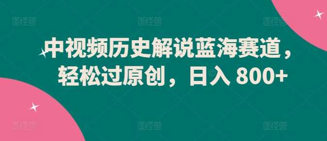 中视频历史解说蓝海赛道，轻松过原创，日入 800+【揭秘】-赛德副业库