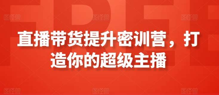 直播带货提升密训营，打造你的超级主播-赛德副业库