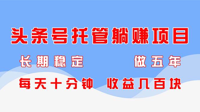 （14635期）头条号托管躺赚项目，长期稳定，可做五年，每天十分钟，收益几百块-赛德副业库