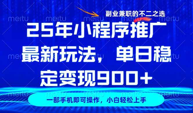 (14550期)25年小程序推广最新玩法,稳定日入900+,副业兼职的不二之选-赛德副业库