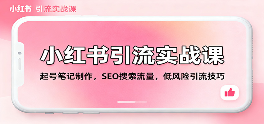 小红书引流实战课：起号笔记制作，SEO搜索流量，低风险引流技巧-赛德副业库