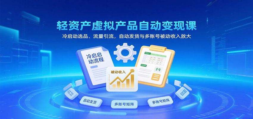 轻资产虚拟产品自动变现课,冷启动选品、流量引流,自动发货与多账号被动收入放大-赛德副业库
