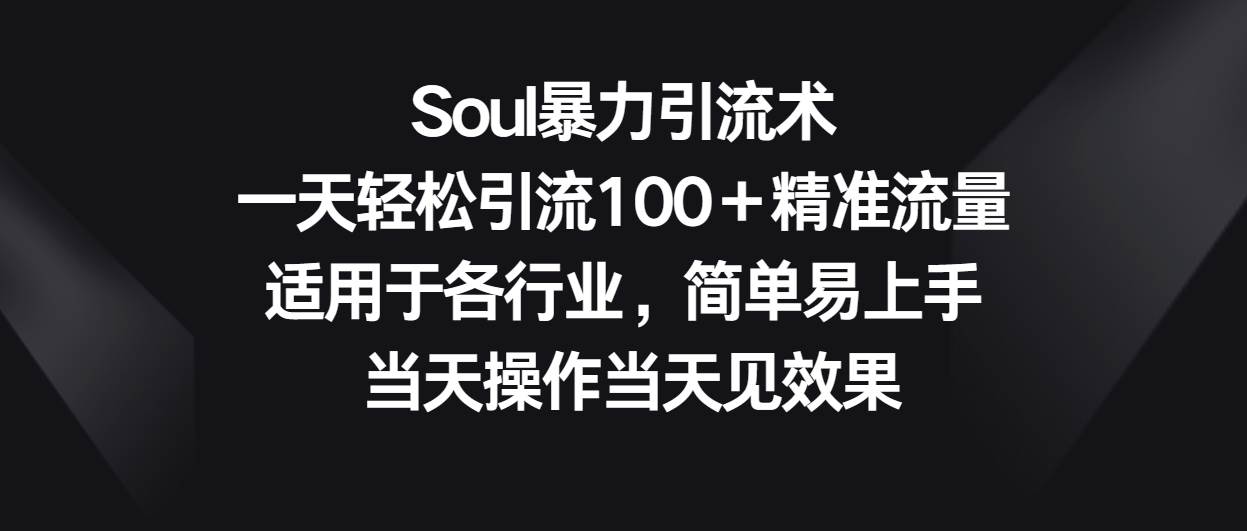 Soul暴力引流术,一天轻松引流100+精准流量,适用于各行业,简单易上手!-赛德副业库